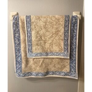 VTG Royal Velvet by Fieldcrest MCM Traditional Towel Set USA Cotton Blue Brown